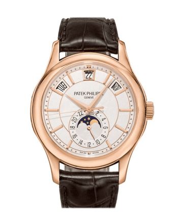 Patek Philippe Complications  Annual Calendar Moonphase Rose Gold Brown Leather Men's Watch 5205R-001 5205R