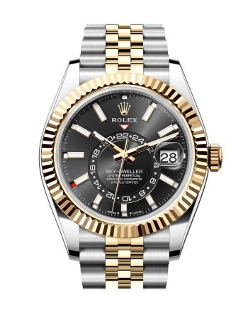 Rolex Sky Dweller 42 Black Dial Yellow Gold Stainless Steel Jubilee Mens Watch 336933