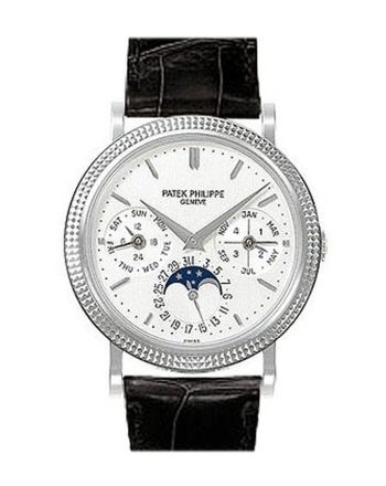 Patek Phillippe Grand Complications Annual Calender Moonphase White Dial Black Leather Automatic Men's Watch 5039G Pre Owned