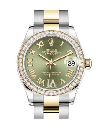 Rolex Datejust 31 Olive green Diamonds Dial Diamond Bezel Yellow Gold Two Tone Watch 278383RBR 278383