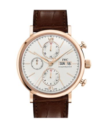 IWC Portofino Chronograph Silver Dial Brown Alligator Leather Men's Watch IW391020