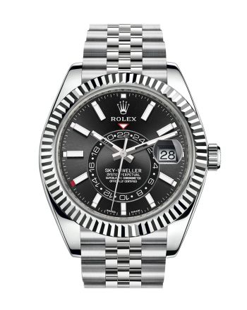 Rolex Sky Dweller Black Dial 18K White Gold Bezel Steel Jubilee Men's Watch 326934