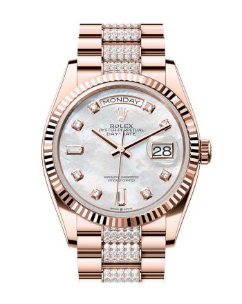 Rolex Day-Date 36 Mother-of-pearl Diamond Dial Fluted Bezel 18K Everose gold Diamond  President Watch 128235