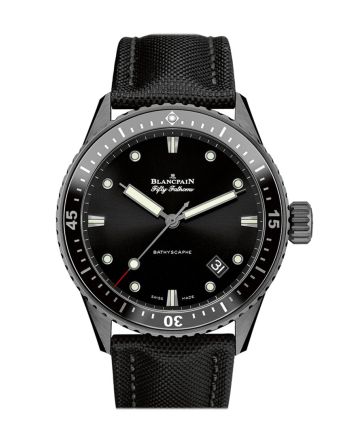 Blancpain Fifty Fathoms Bathyscaphe Automatic Black Dial Black Fabric Men's Watch 5000-0130-B52A