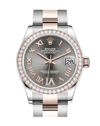 Rolex Datejust 31 Rhodium VI Diamonds Dial Diamond Bezel Rose Gold Two Tone Watch 278381RBR 278381