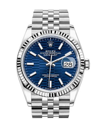 Rolex Datejust 36 Bright Blue Fluted Motif Dial Fluted Jubilee Watch 126234