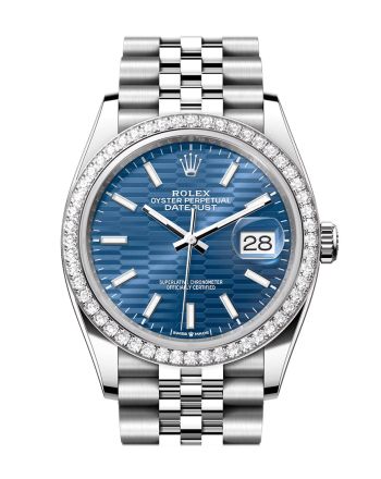 Rolex Datejust 36 Blue fluted Motif Dial Diamond Bezel Jubilee Watch 126284RBR 126284RBR-0041