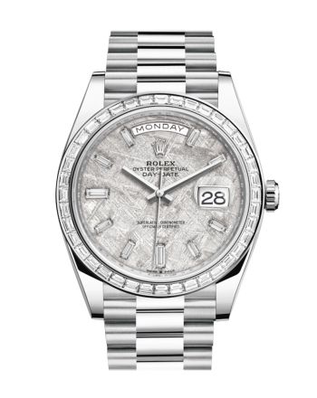 Rolex Day-Date 40 Meteorite Baguette Diamond Dial 40 Baguette Diamond Bezel Platinum President Automatic Men's Watch 228396TBR 228396