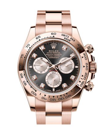 Rolex Daytona 40 Bright Black and Sundust Diamond Dial Rose Gold Mens Watch 126505