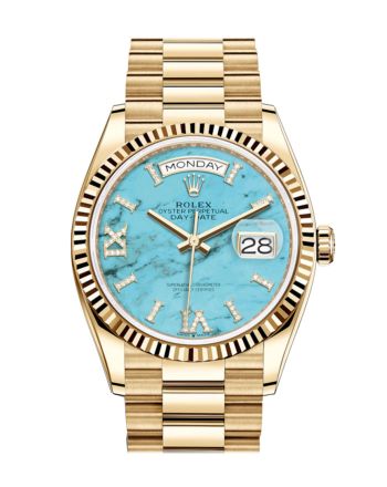 ROLEX Day-Date 36 Turquoise Dial 18K Yellow Gold Watch 128238