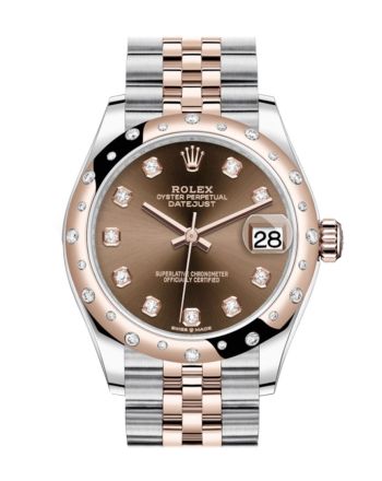 Rolex Datejust 31 Chocolate Diamonds Dial Diamond Bezel Jubilee Rose Gold Two Tone Watch 278341RBR 278341