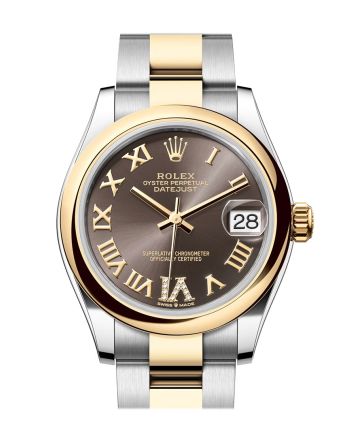 Rolex Datejust 31 Dark Grey Roman Diamond on 6 Dial Yellow Gold Steel Ladies Watch 278243 278243-0017