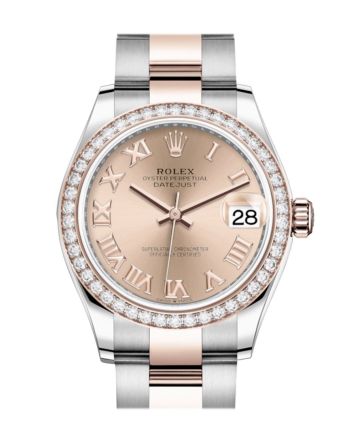 Rolex Datejust 31 Ros?? Roman Dial Diamond Bezel Rose Gold Two Tone Watch 278381RBR 278381