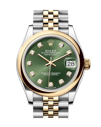 Rolex Datejust 31 Olive Green Diamond Dial Yellow Gold Steel Jubilee Ladies Watch 278243 278243-0030