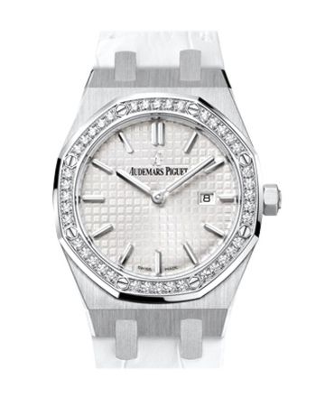 Audemars Piguet Royal Oak 33mm Silver-toned Dial Diamond White crocodile strap Ladies 67651ST.ZZ.D010CR.01