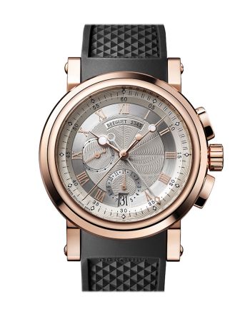 Breguet Marine Chronogragh Silver Dial Rose Gold Black Rubber Men's Watch 5827BR125ZU