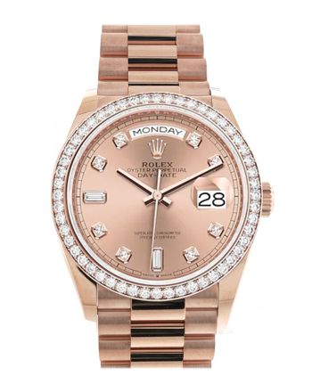 Rolex Day-Date 36 Rosé Colour Dial Diamond Bezel 18K Everose Gold President Watch 128345RBR