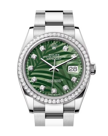 Rolex Datejust 36 Green palm Motif Diamond Dial Diamond Bezel Watch 126284RBR 126284RBR-0048