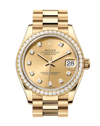 Rolex Datejust 31 Champagne Diamond Dial Diamond Bezel Yellow Gold Ladies Watch 278288RBR 278288RBR-0005