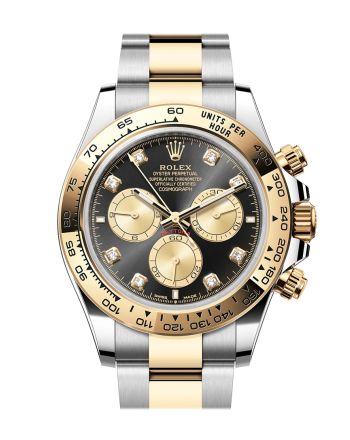 Rolex Daytona 40 Black and Golden Diamond Dial Yellow Gold Stainless Steel Mens Watch 126503