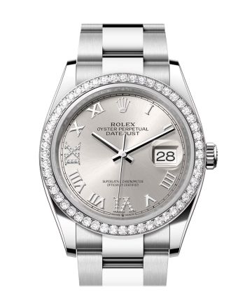 Rolex Datejust 36 Silver Roman Diamond  Dial Diamond Bezel Watch 126284RBR 126284RBR-0022