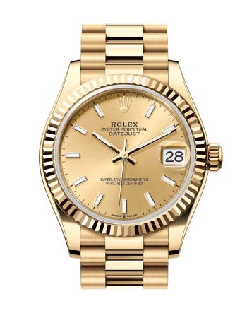 Rolex Datejust 31 Champagne Dial Fluted Bezel Yellow Gold Ladies Watch 278278 278278-0040