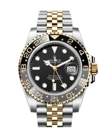 ROLEX GMT-Master II Black Dial Steel 18kt Yellow Gold Men's Watch 126713GRNR