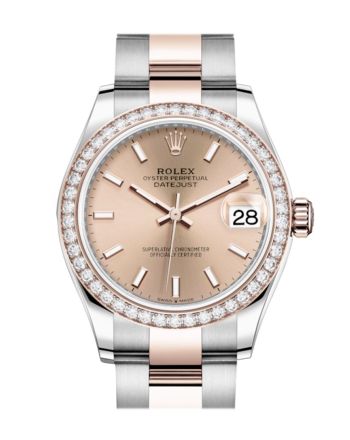 Rolex Datejust 31 Ros?? Dial Diamond Bezel Rose Gold Two Tone Watch 278381RBR 278381