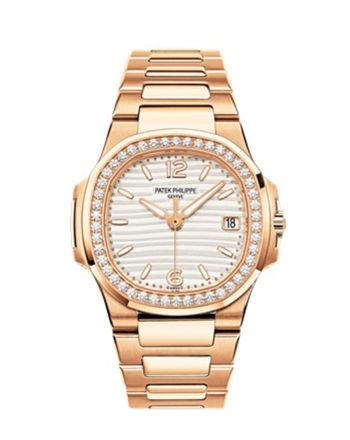 Patek Philippe Nautilus 18kt Rose Gold White Dial 32mm Diamond Ladies Watch 7010/1R