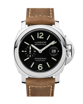 Panerai Luminor Marina 3 Day Brown Leather Black Dial Watch PAM01104