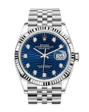 Rolex Datejust 36 Bright Blue Fluted Diamond Dial Fluted Jubilee Watch 126234