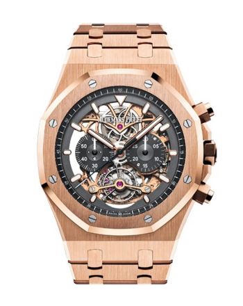 Audemars Piguet Royal Oak Tourbillon 44mm Chronograph Openworked Rhodium Toned 18K Pink Gold Mens Watch 26347OR.OO.1205OR.01