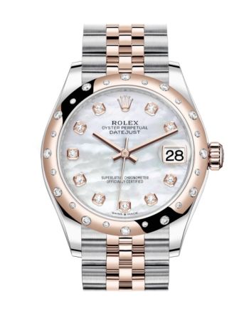 Rolex Datejust 31 White mother-of-pearl Diamonds Dial Diamond Bezel Jubilee Rose Gold Two Tone Watch 278341RBR 278341